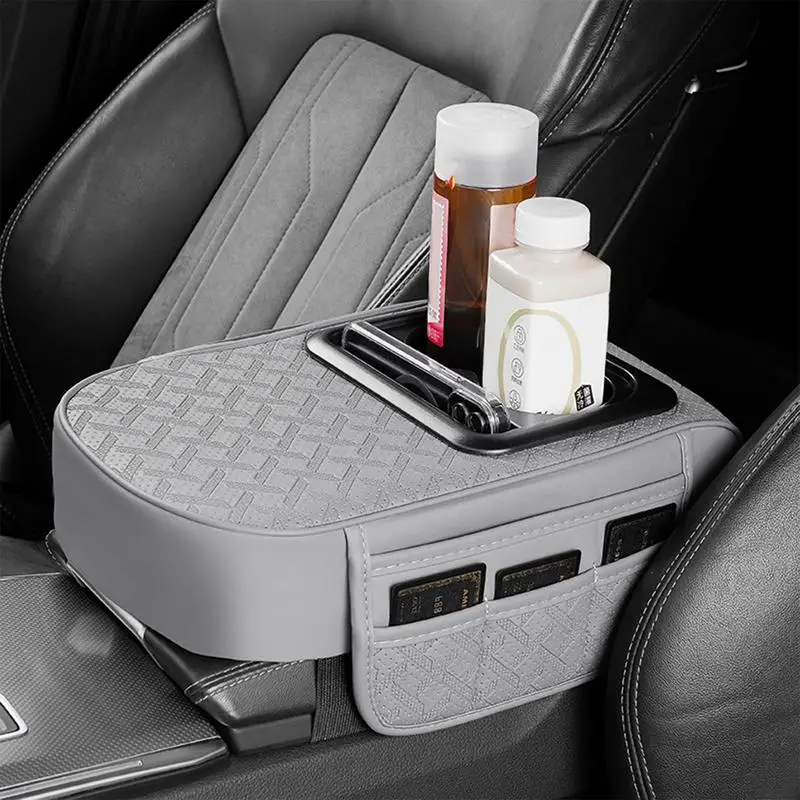 Car Console Cup Holder Arm Rest Cover For Car Multi-functional Center Console Cushion With Storage Bag For Automotive Water Cup