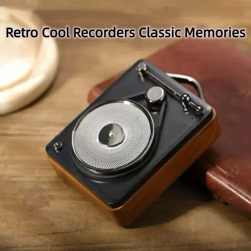 

Stereo Retro Bluetooth 5.0 Speaker Wood Grain Phonograph Large Capacity Portable Subwoofer TF/FM Built-in TWS Connection