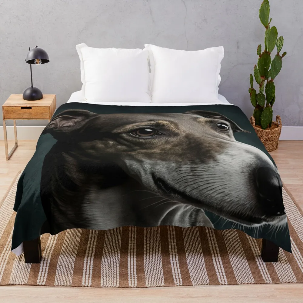 

A portrait of a Greyhound Throw Blanket Designers Summer Beddings Winter beds Moving Blankets