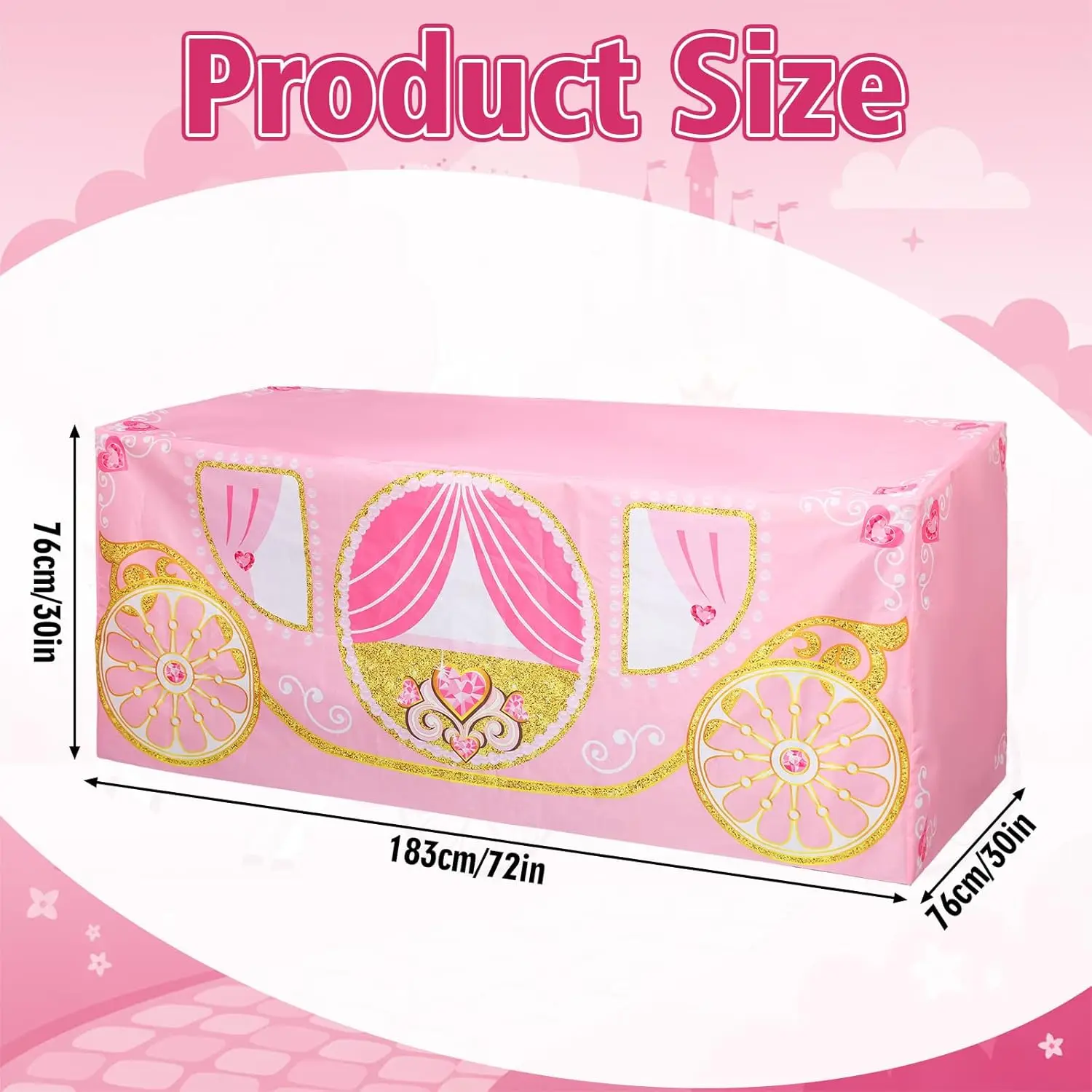 Princess Birthday Party Indoor Out Decoration Cosplay Themed Party Supplies Washable Pink Table Cover for Dining Room Decoration