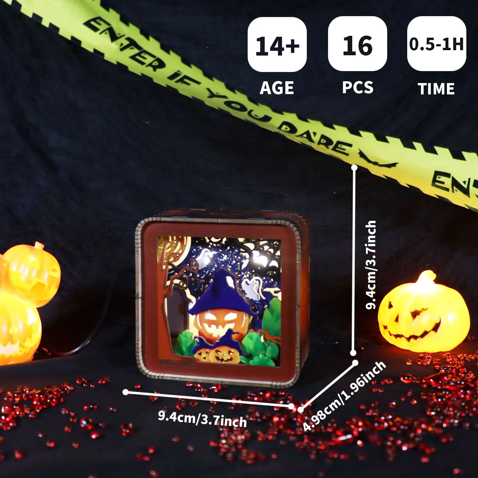 Musikpark 3D-Halloween-Puzzles aus Holz, Dekorationen, Kunsthandwerk für Erwachsene, Nachtlicht-Modellbausätze zum Bauen von Weihnachtsgeschenken für Frauen