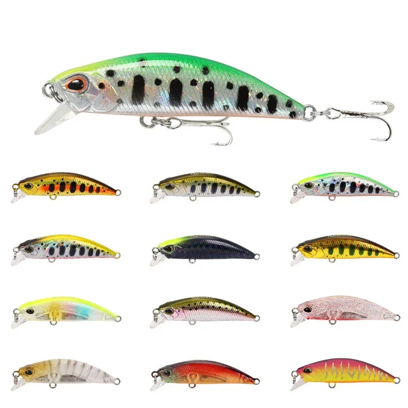 

15 Pcs 5.5cm 5G Sink Minnow Bait Fishing Lure Beading Bass Bionic Plastic Hard Artificial Pesca Bait Perch Trout Wobbler