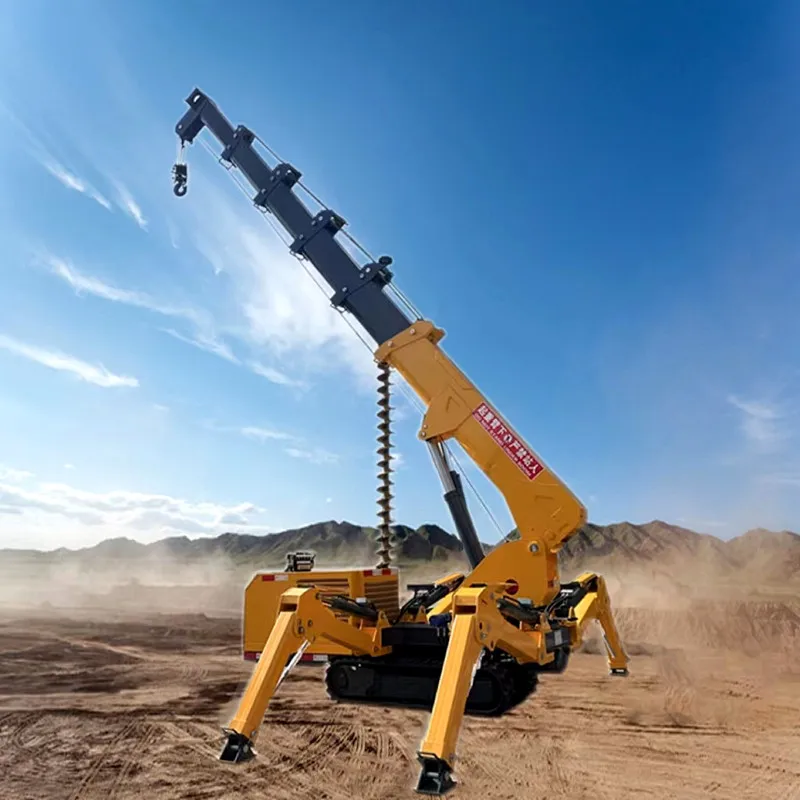 Foldable Electric Spider Rubber Crawler Cantilever  Extended Boom Telescopic Crane Hydraulic Mobile Floor Car Engine Cranes