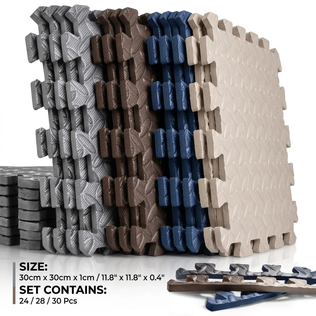 

Напольные коврики-пазлы из ЭВА-пены (24/28/30 шт.): нескользящие плитки для спортзала, звукоизоляционные маты для гаража, амортизирующие подложки для пола