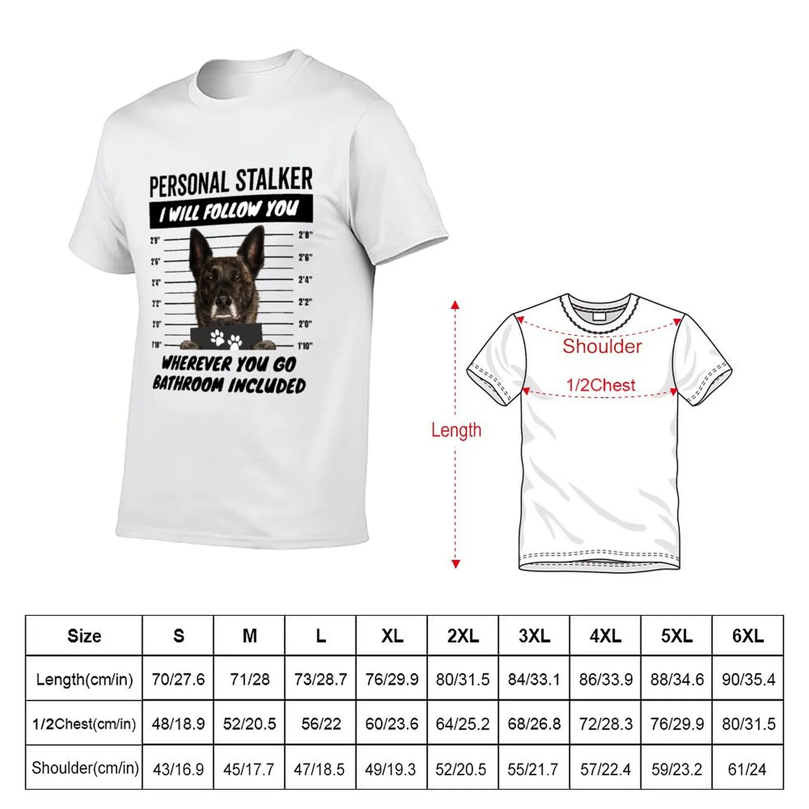 Personal Stalker Dog – Brindle Dutch Shepherd T-Shirt oversized boys animal print T-shirt men