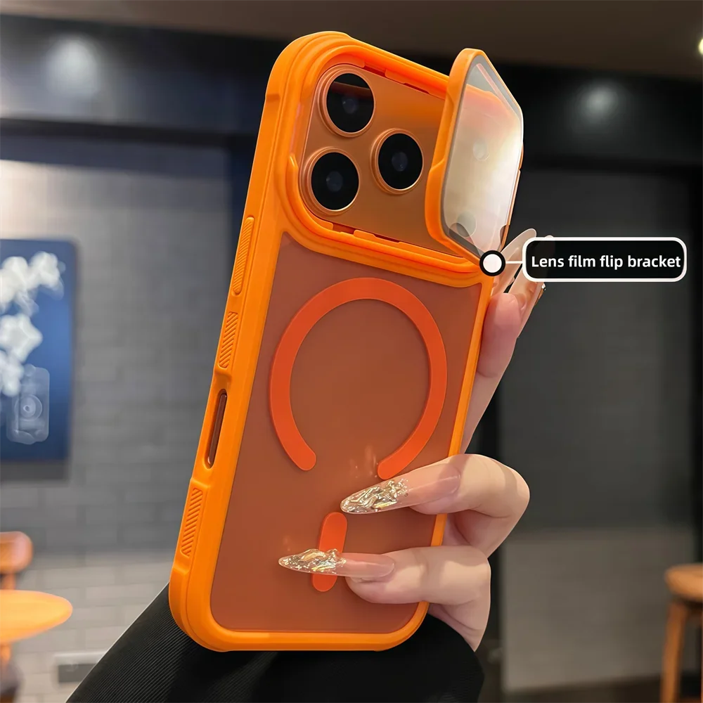 Vollständig ausklappbarer Linsen-Ständer für Magsafe Armor Magnetische Handyhülle für iPhone 18 17 16 15 14 13 12 Pro Max, kabellose Ladefunktion, matte Abdeckung – Detail 5