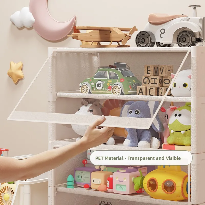 

Multi-Layer Toy Storage Ra for Children Baby Goods Dustproof Storage Cabinet Floor Standing Organization Box Home Use