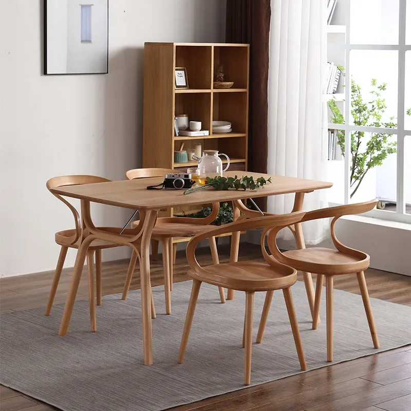 Nordic Simple All Solid Wood Streamer Chair Tea Table and Chair Combination Home Living Room Dining Table and Chairs Chair