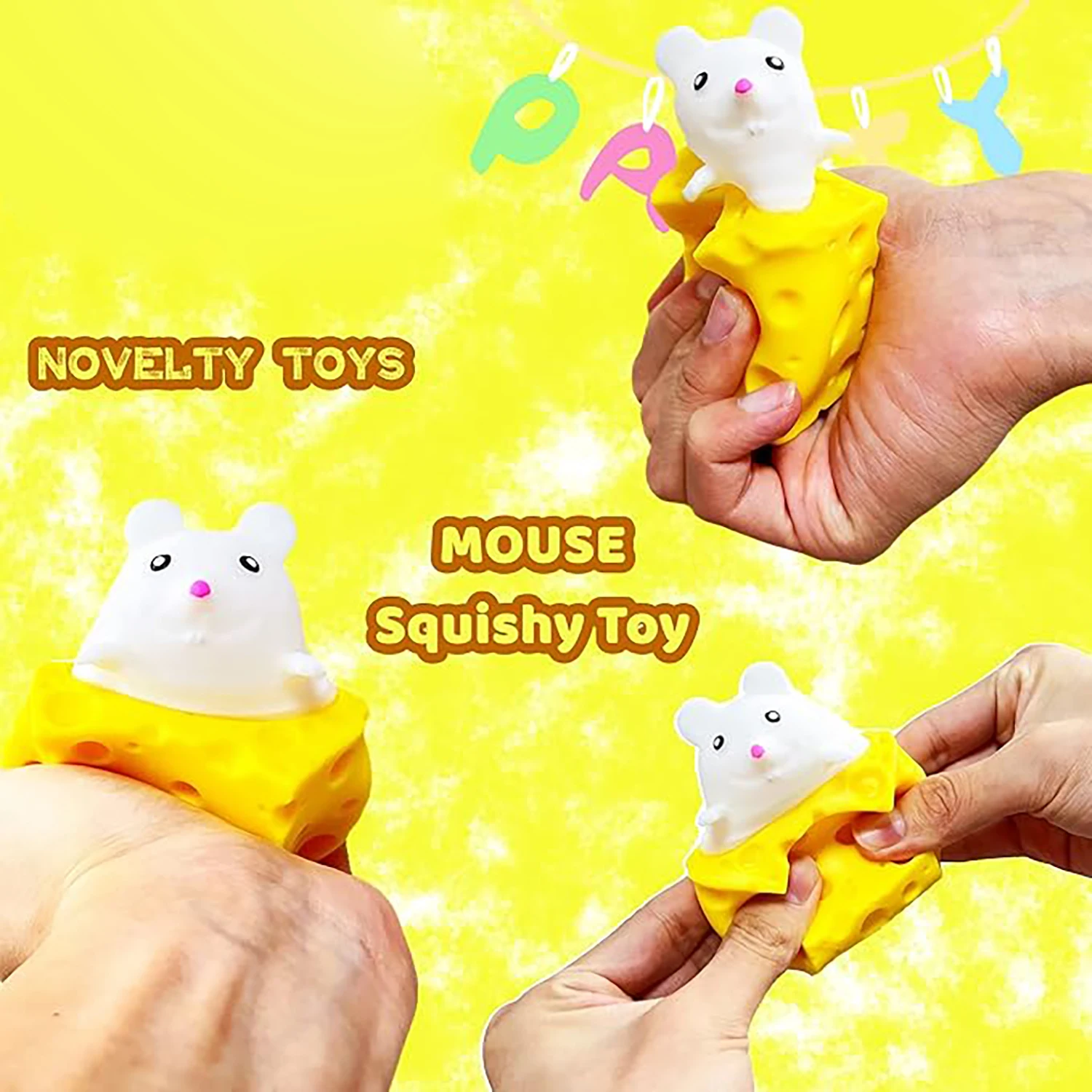 Relieve stress, squeeze cheese, mouse cup, squeeze music, parody squirrel cup, relieve stress, release ball, prank toy