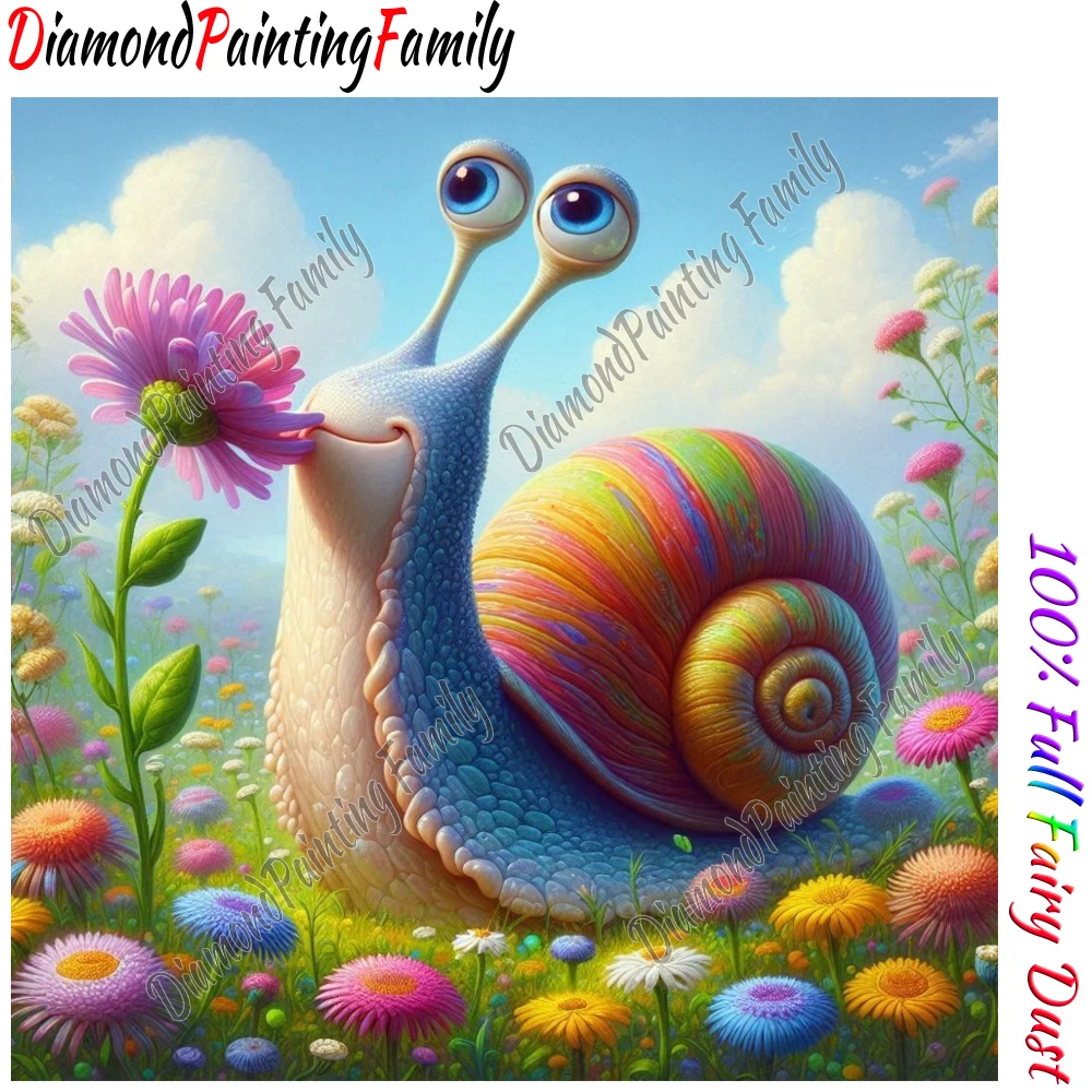 Diamond Painting Family Full Fairy Dust Diamond Art Colorful Snail Crystal Resin Mosaic Painting Kit AB Drill Cross Stitch Set