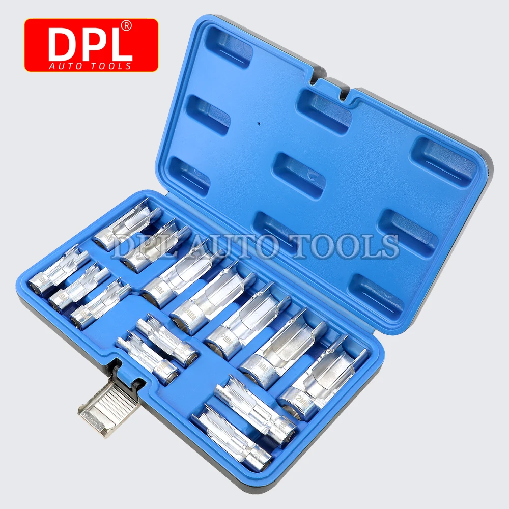 

Набор торцевых ключей для топливных магистралей, 14 шт., 8-22 мм, привод 3/8" и 1/2", для снятия соединительных гаек и трубок, инструмент для авторемонта