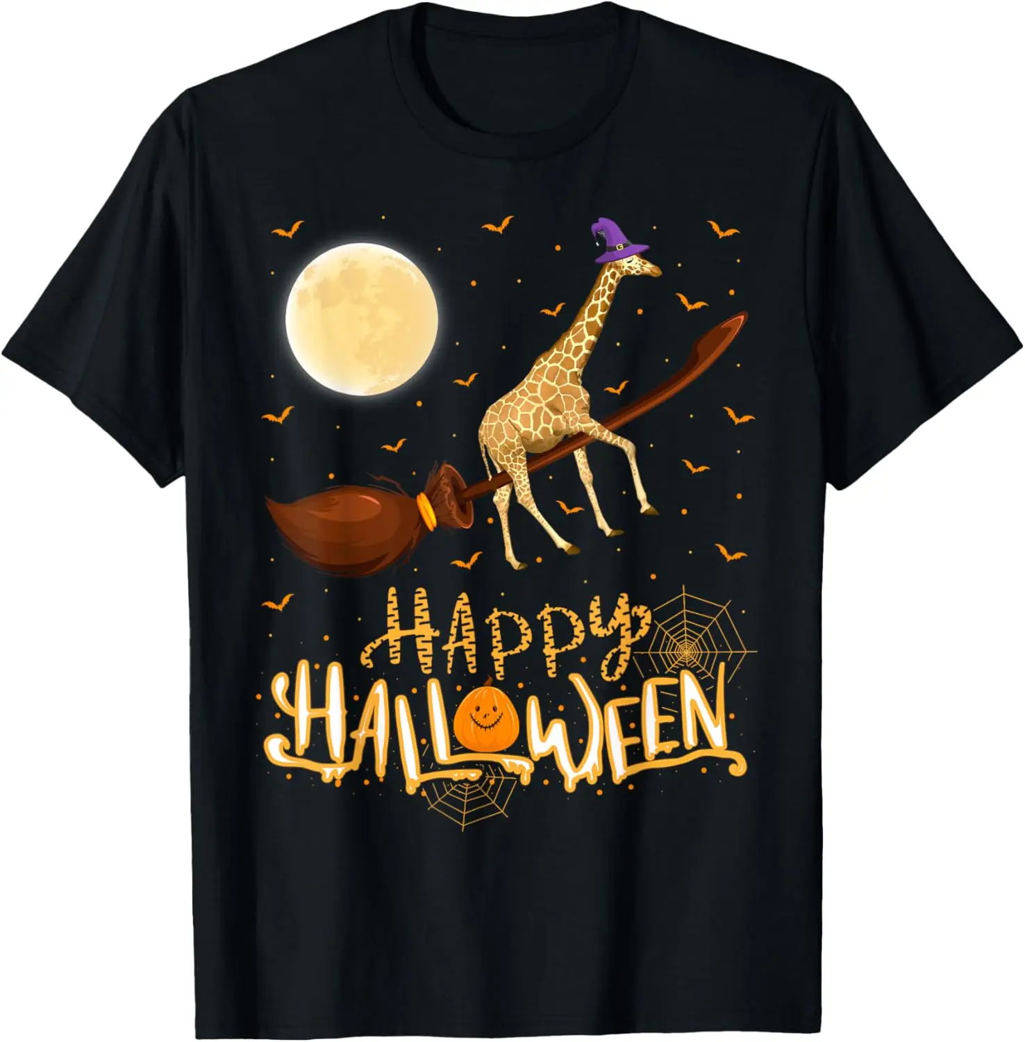 Funny Giraffe Ride Witch Shotgun Giraffe Halloween T-Shirt