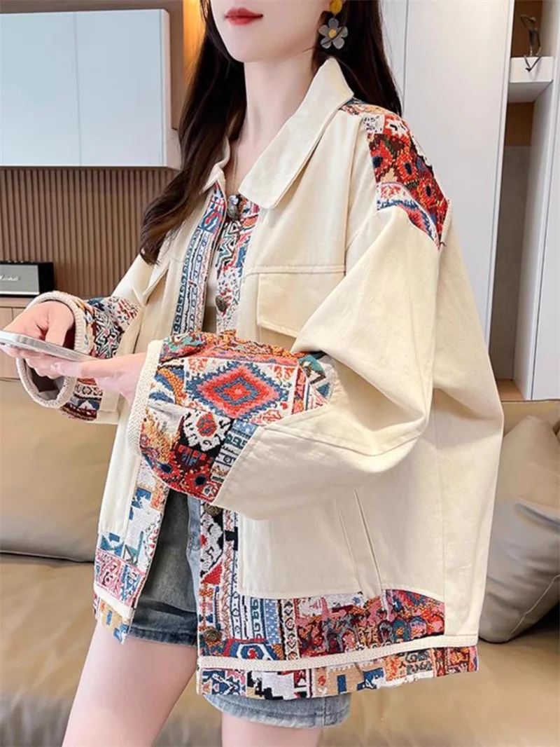 

Trendy Spliced Utility Jacket | Retro Oversized School Streetwear for Teens, Fashion Spring Loose Fit High School Outerwear G553