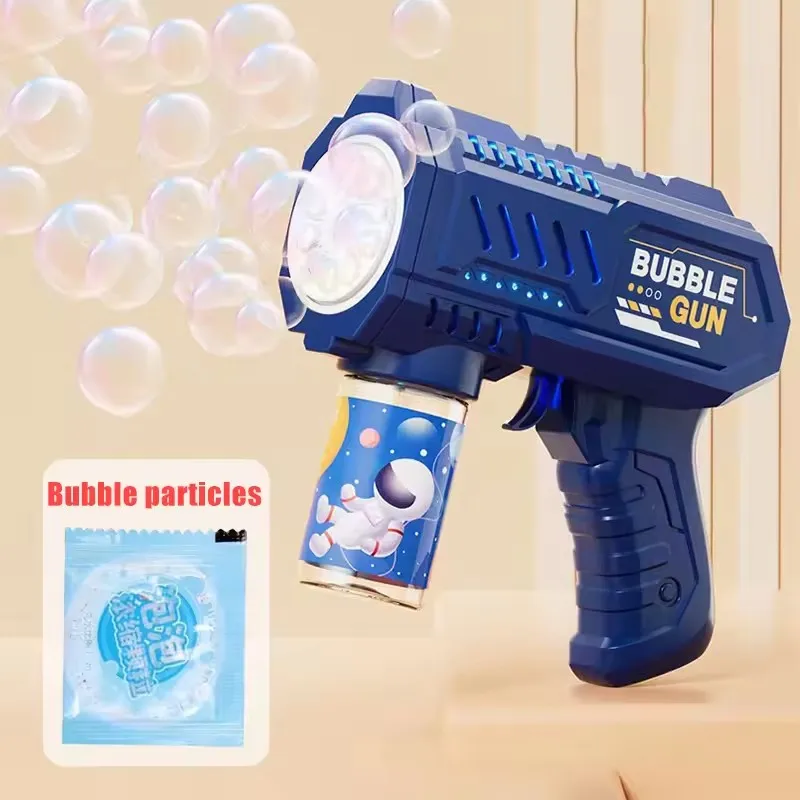 Volautomatische Bubble Gun Rocket Bubbles Machine Automatische blazer met Bubble Liquid Toy voor kinderen Strand Outdoor Bubble Gifts