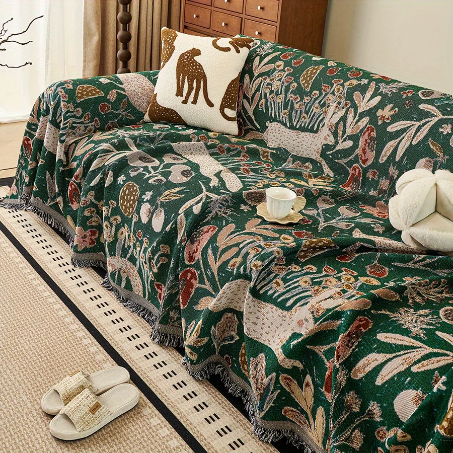 1pc Dschungel Hase Muster Sofa Handtuch Alle-abdeckung Jacquard Sofa Decke Mit Quasten Couch Protector Vier Jahreszeiten universal
