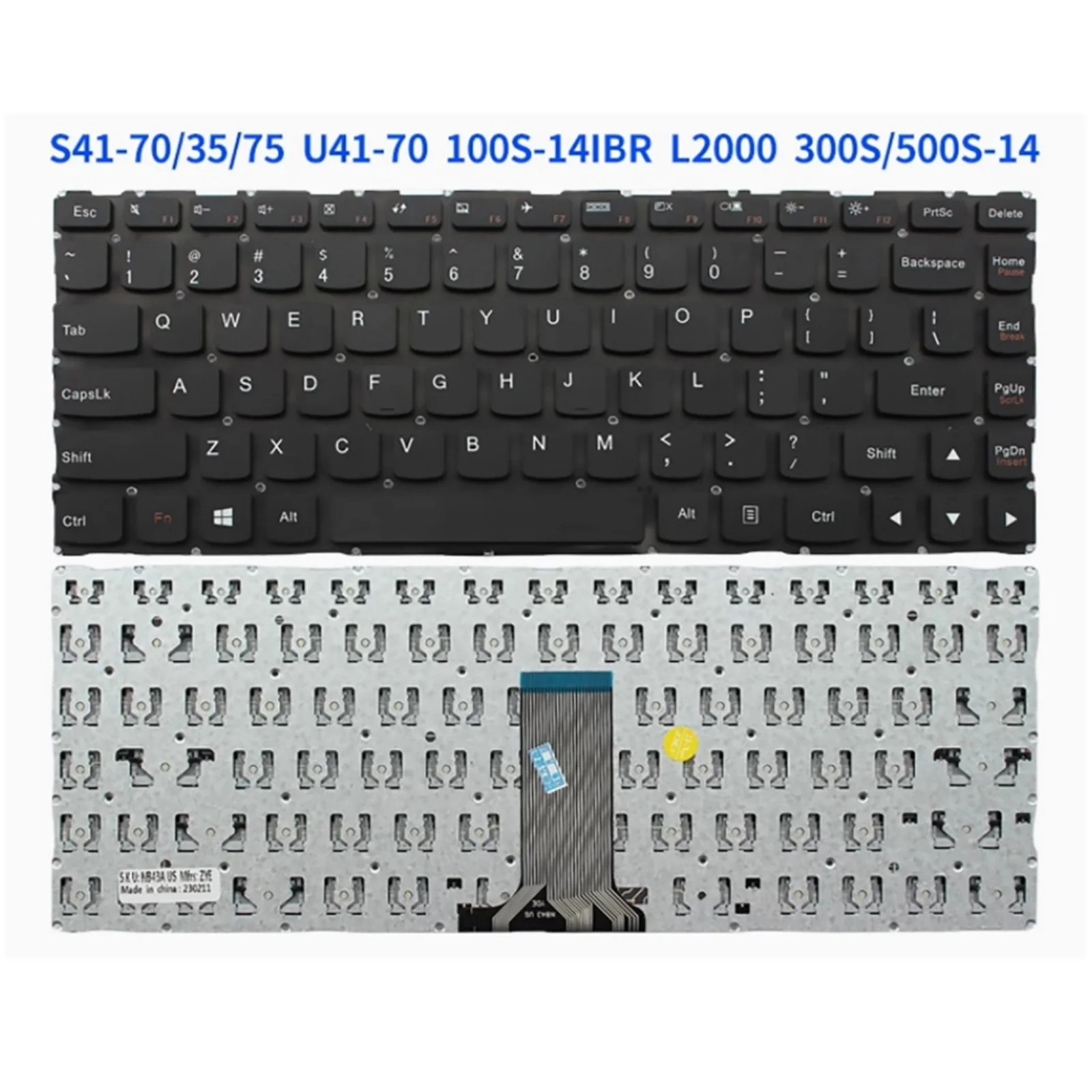 

US SP Layout for Lenovo 500S-14 100S-14IBR/14ISK/U31 300S-14ISK N3060 S41-70/35/75 500S-14 Laptop Keyboard no backlight
