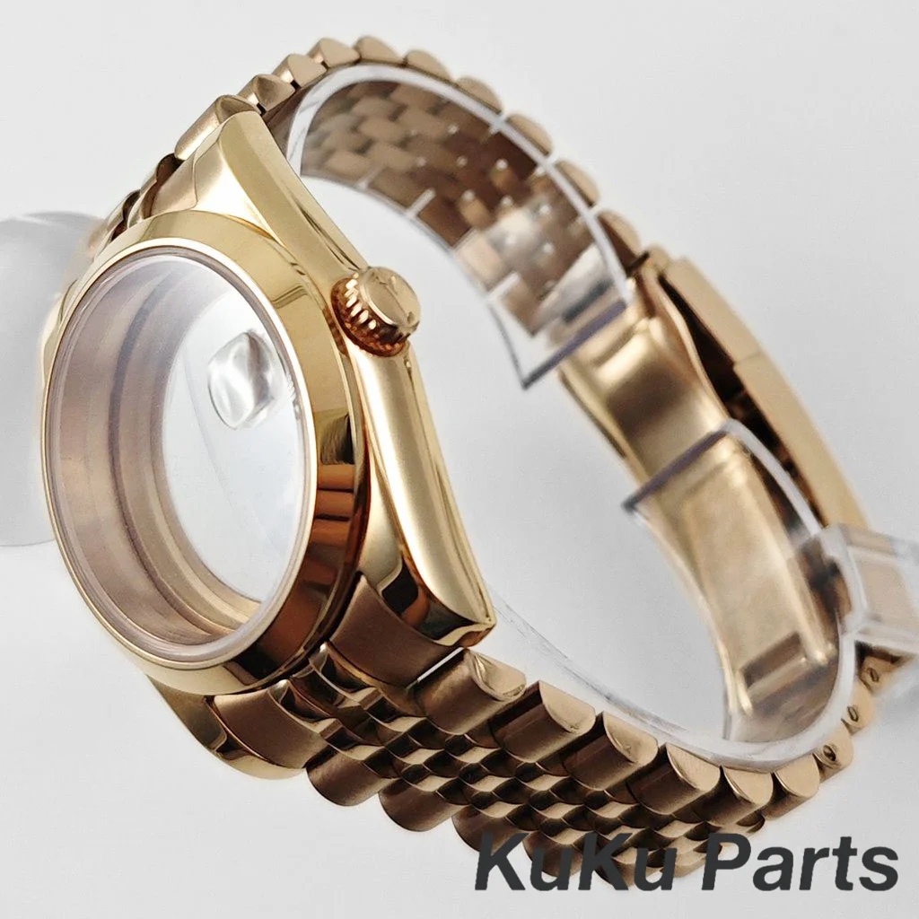 مطلي ارتفع NH35 36 مللي متر/40 مللي متر الياقوت ساعة زجاجية الحال بالنسبة NH34 NH35 NH36 NH38 ETA2824 حركة 28.5 مللي متر الطلب انزلاق قفل سوار