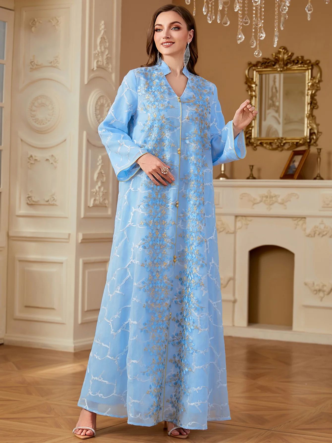 Djellaba Eid Mubarak, Vestido Maxi para Mulheres Muçulmanas, Bordado, Abaya de Dubai, Kaftan, Jalabiya, Vestido Feminino Muçulmano