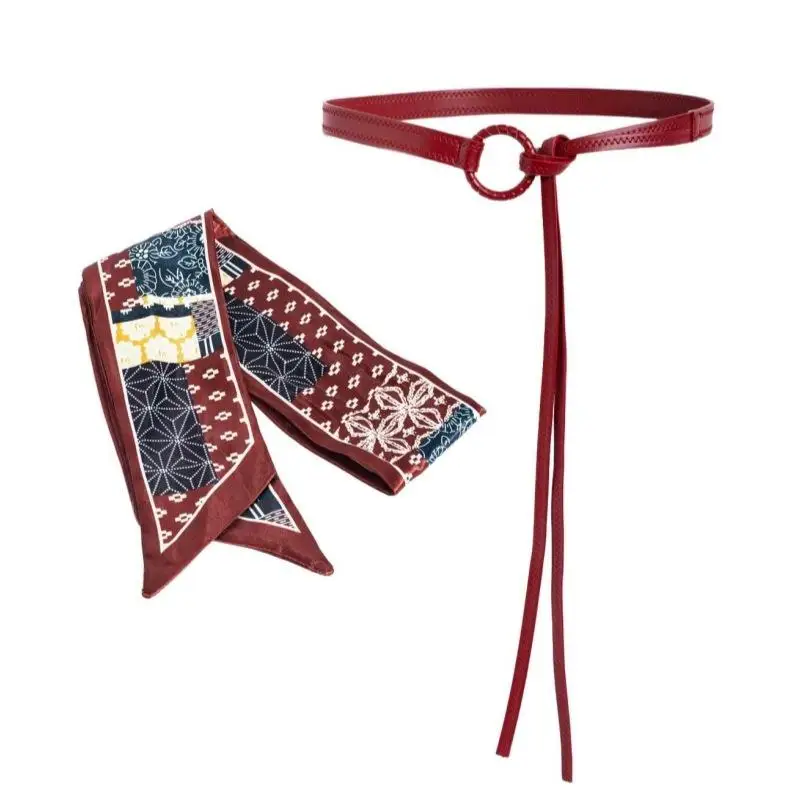 

Y2k Панк Девушки Шарф Пояс Ретро Искусственная Кожа Женский Ремень Богемный Стиль Шелковый Шарф Талия Веревка Модные Джинсы Платье Декоративное