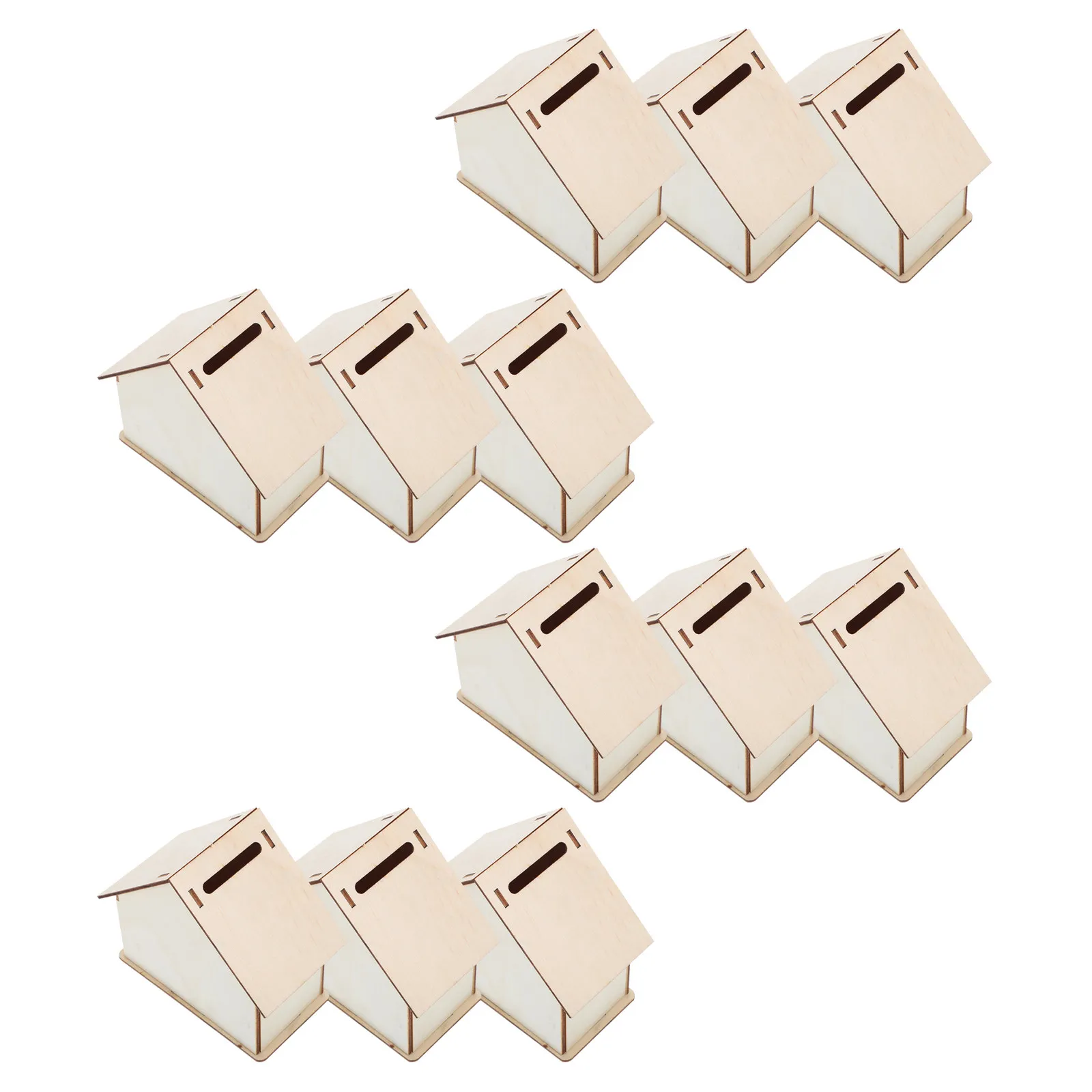 

12Pcs Wooden DIY House Piggy Bank Kit Unfinished Craft Paintable Wood Small Money Bank for Kids Mini Unfinished Wood Houses
