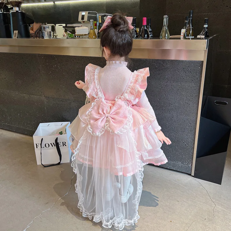 Cartoon My Melody Princess Dress Girls Fluffy Gauze Skirt Baby Girl Lolita Dress Suspender With Trailing Kids Birthday Gifts