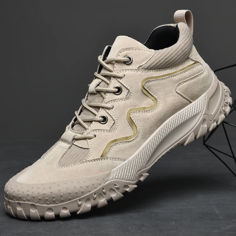 

Men's sports shoes 2025 new flat running Boots brand high-quality anti slip hiking shoes men's rubber soled outdoor hiking shoes
