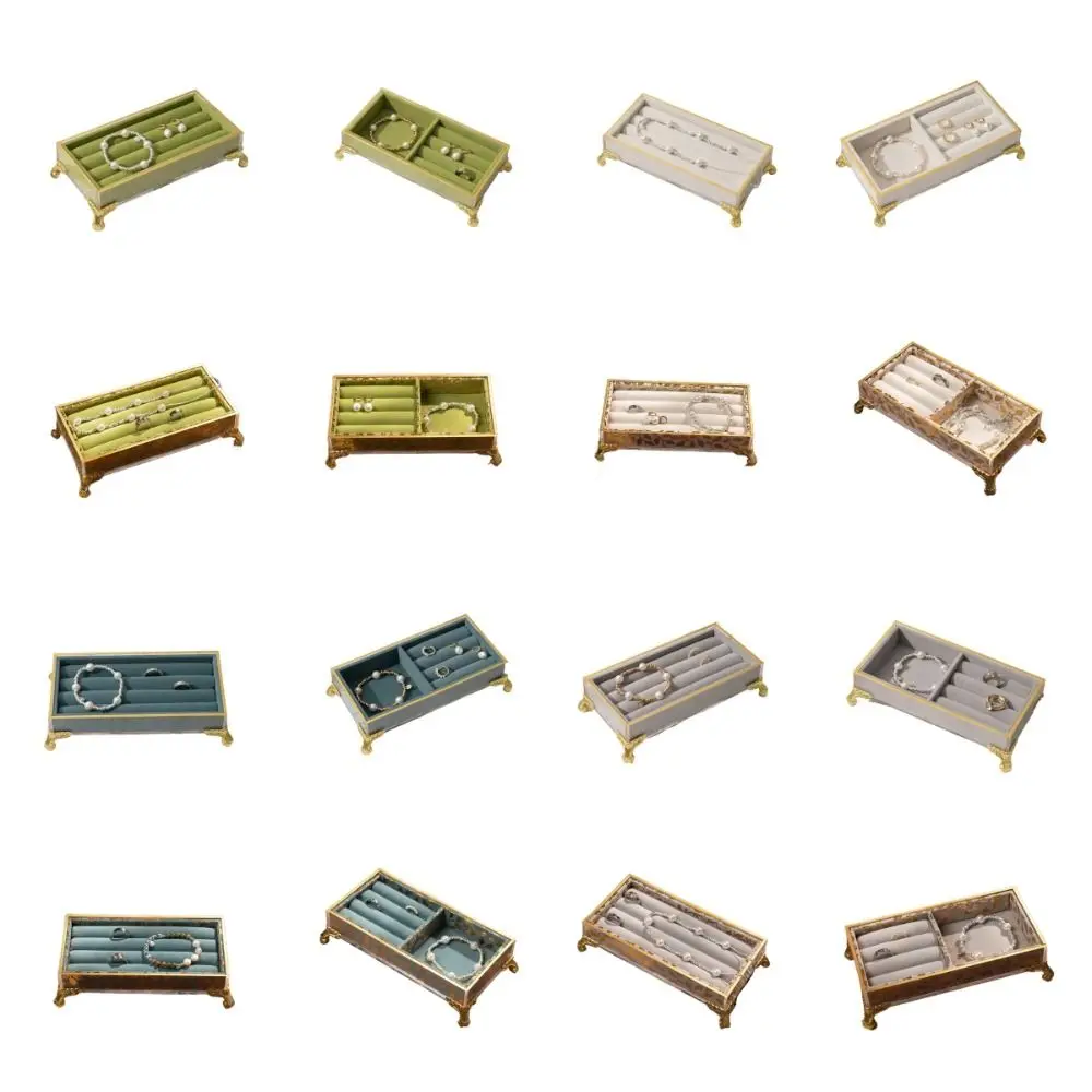 Samt Schmuck Display Stand Vintage Multifunktionale Schmuck Tablett Halter Desktop Lagerung Ohrringe Ringe Schmuck Halter Box