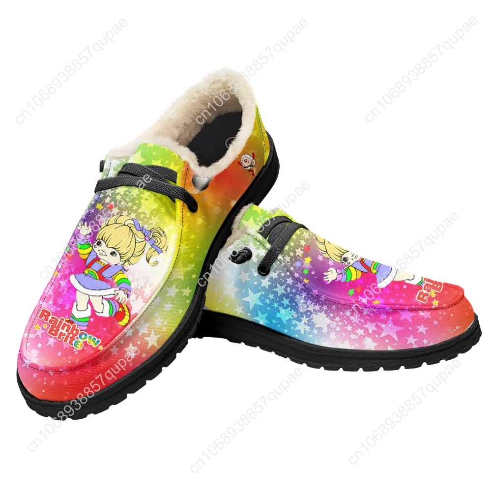 Brite Rainbow Casual Shoes Plush Flat Shoe Men Woman Breathable Casual Outdoor Lightweight Footwear Couple Custom Made Shoe