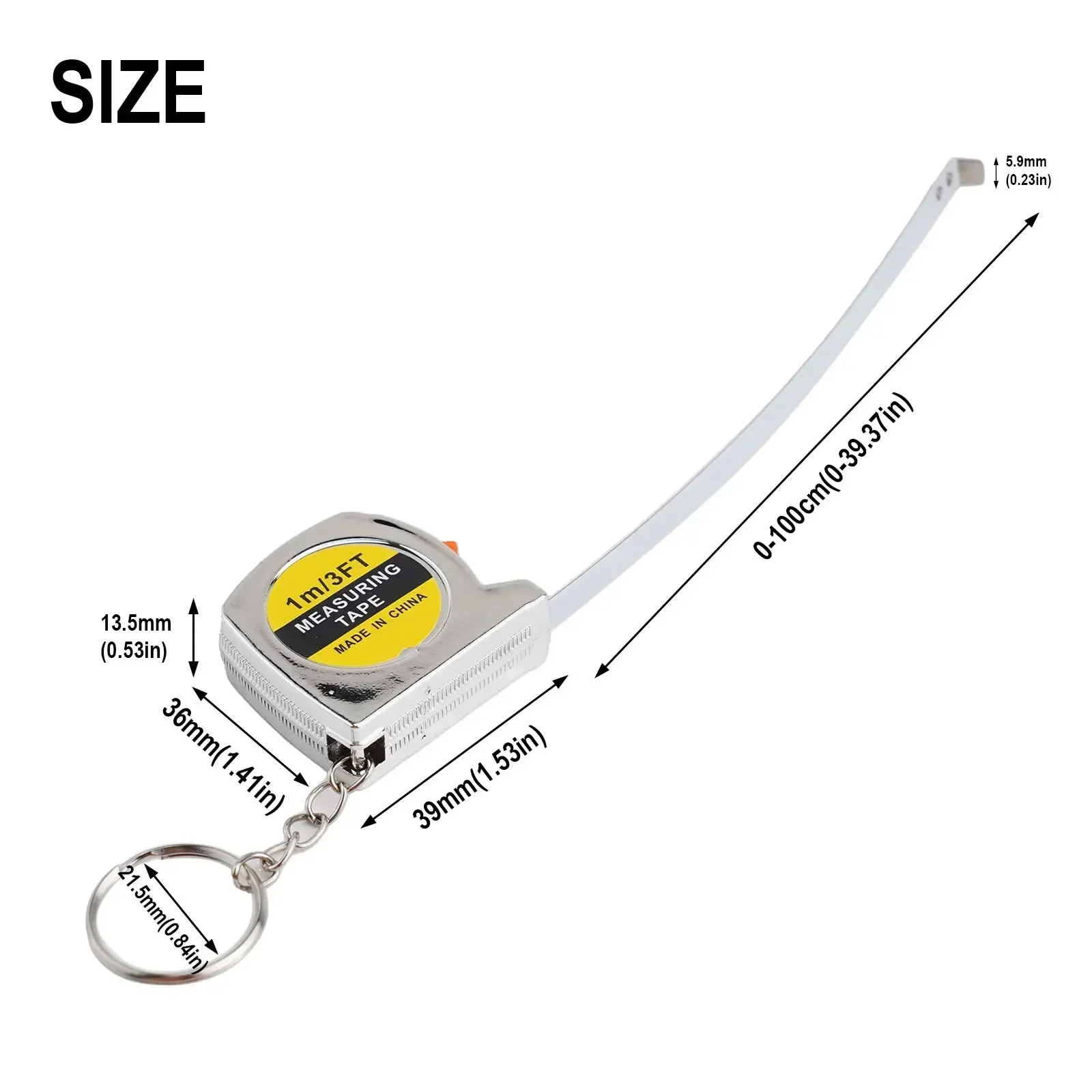 1M Retractable Ruler Measure Key Ring Small Steel Tape Measure Construction Tools Portable Pull Ruler Tape Measure Gauging Tools