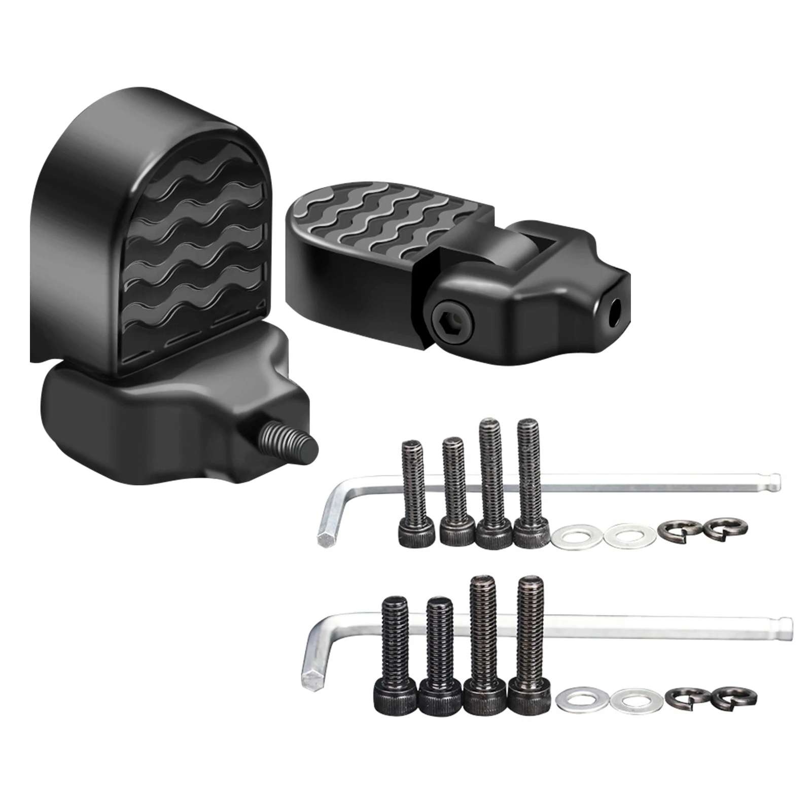 Aluminum Alloy Pedal Set 80x40x20mm with Screws Wrench Washer Spring Ring for 80kg Load Capacity