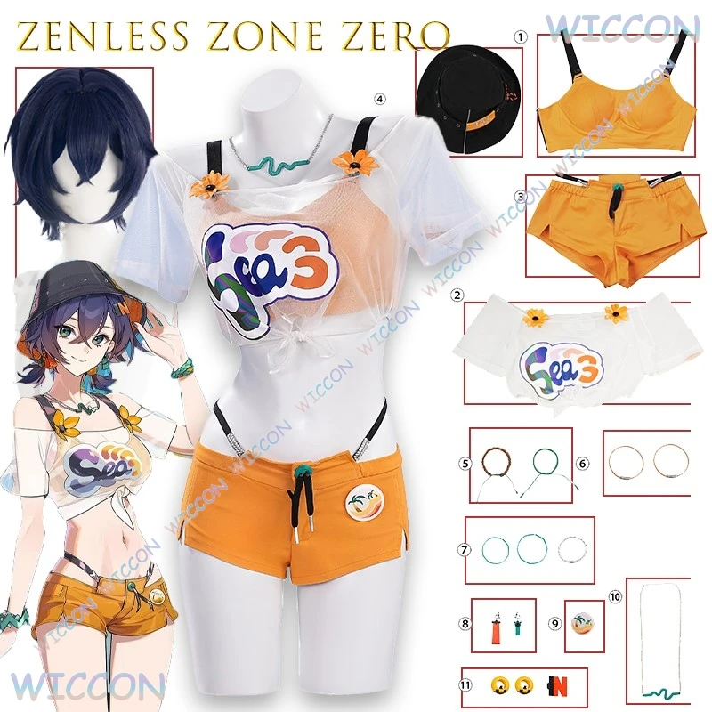 

Zenless Zone Zero Belle Summer Swimsuit Beach Cosplay Costume Full Set Anime Game Outfit Sexy Bikini Swimsuit Cosplay Cute Pink