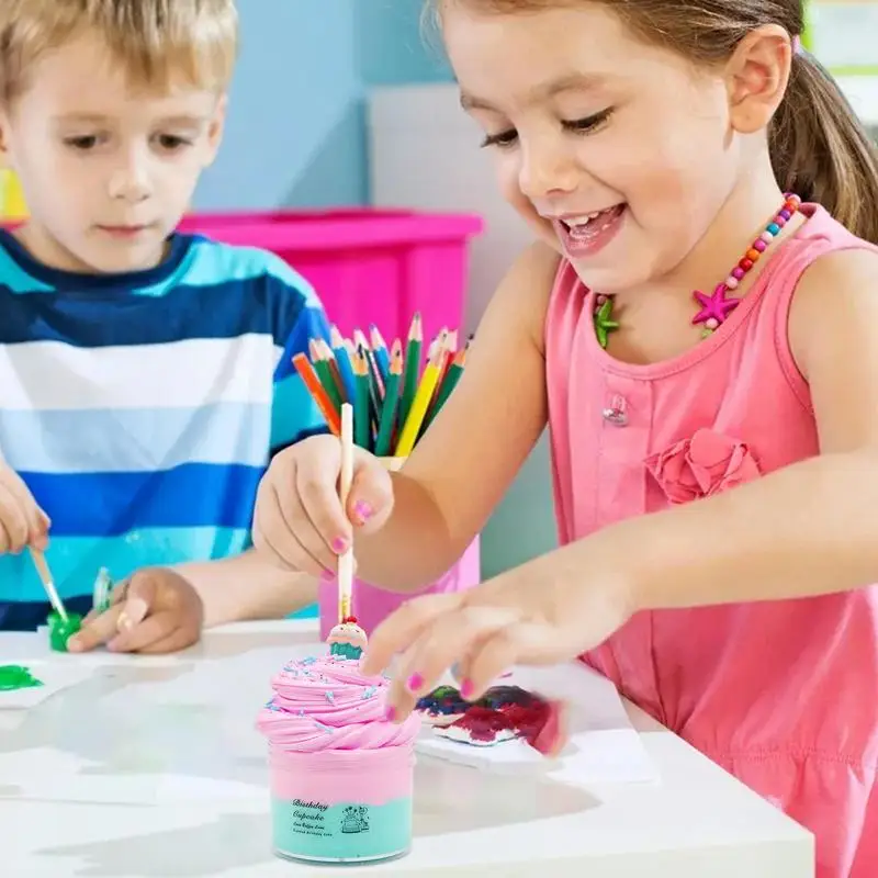 Schuimmodellering Klei Cupcake Slimes Voor Kinderen Stress Verlichten Modelleerklei Educatief Speelgoed Voor Schoolproject Schuimmodellering Klei