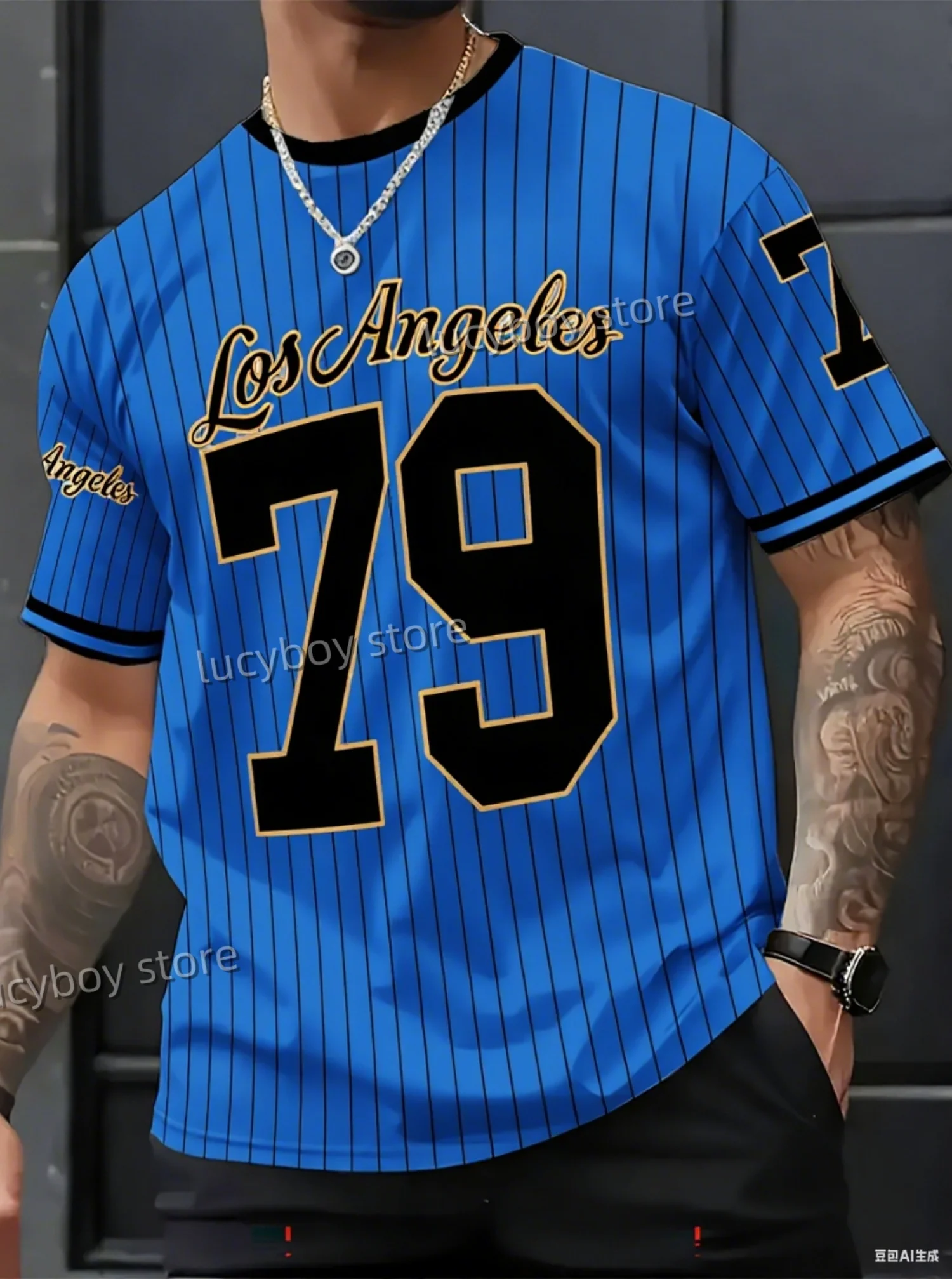 NEW IN  American Style 79 LOS ANGELES T-Shirt  Men  Short Sleeve O- Neck sport Tee Vintage Basketball T-shirt Men Clothes image 4