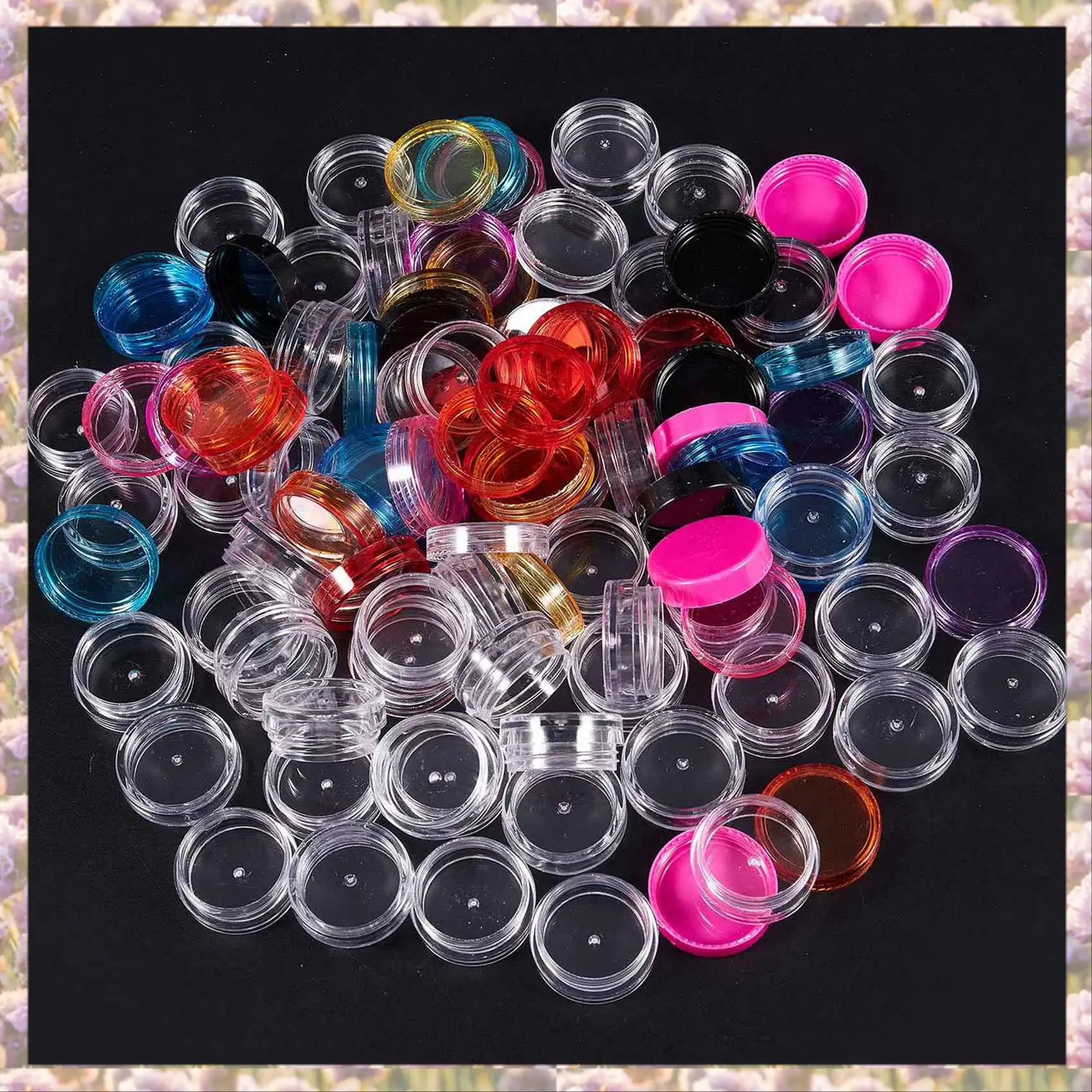 T83C-100 個プラスチックポットジャー空の化粧品容器蓋付きクリームサンプルメイクアップストレージ、5 グラム、10 色