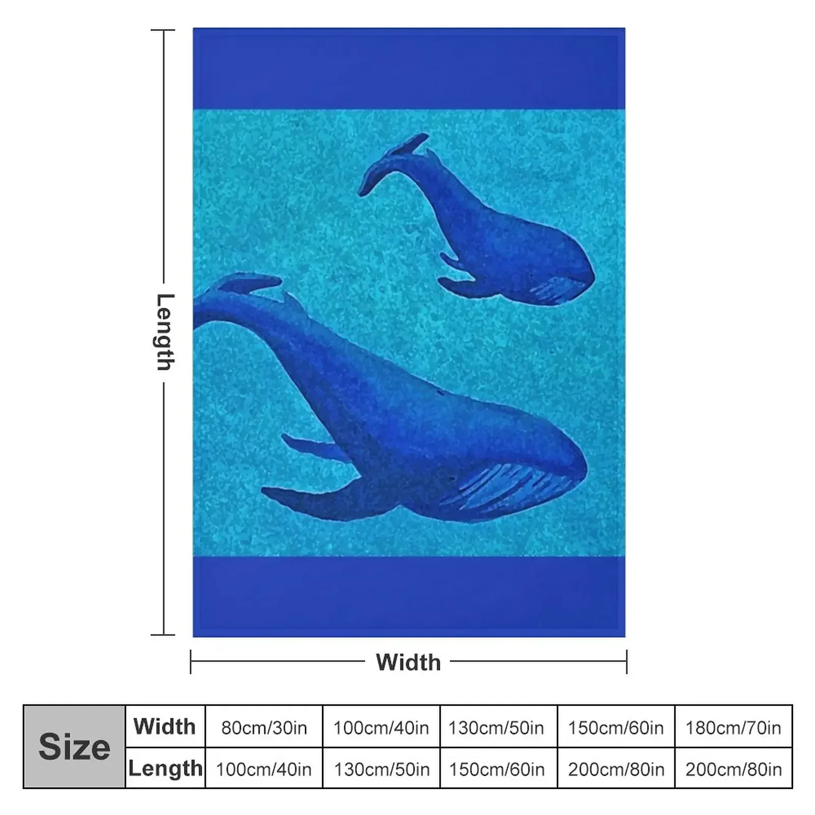 Water Blot Blue Whale Mother and Baby Throw Blanket for winter Multi-Purpose Large bed plaid Blankets