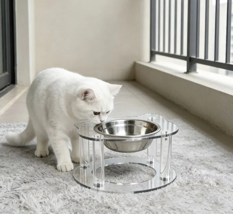 Acrylic Pet Bowl Holder Anti Spill Cat Dog Dish Stand With Clear Design For Food Anti-Spill Ceramic Pet Food Basin Increased
