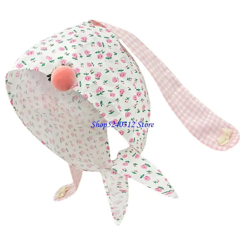 634C قابل للتعديل آذان أرنب الشعر باندانا غطاء الرأس قبعة قطنية ناعمة للفتيات النساء