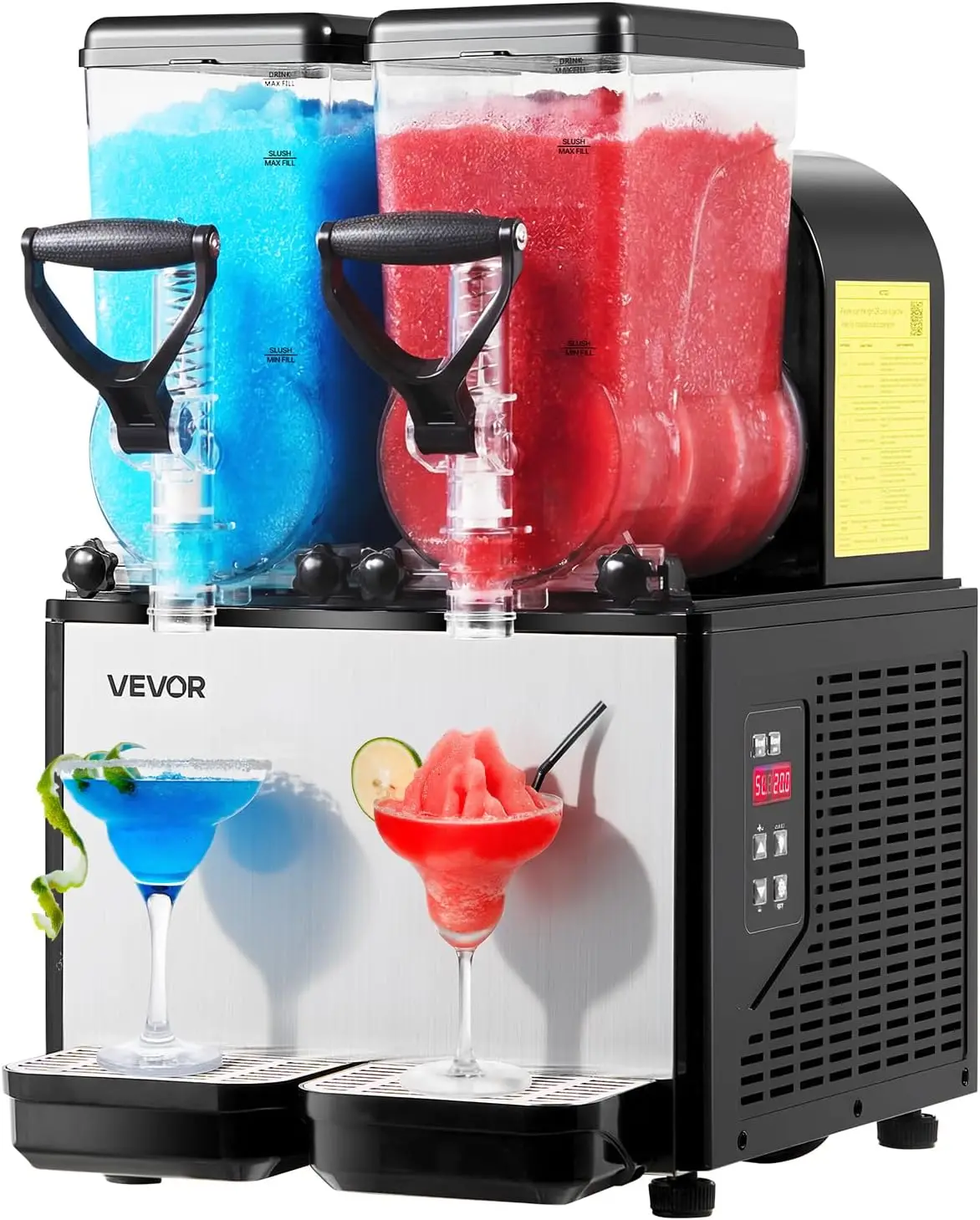 

VEVOR Slushie Machine, 6L/1.6Gal x 2 Tank Commercial Slushy Maker, Frozen Drink Maker with Self-Cleaning, Margarita Machine for