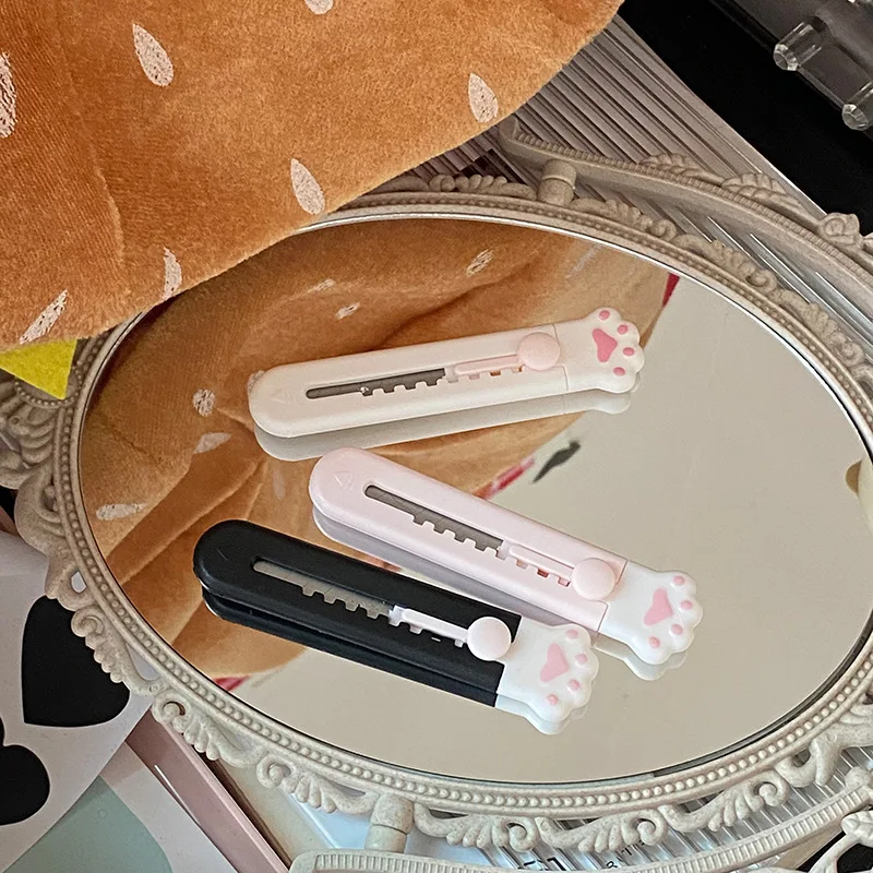 1 قطعة لطيف الفن الصغير سكّين متعدّد الاستخدامات الكرتون القط باو سحابة زهرة شكل القاطع اكسبرس صندوق ظرف ورقي فتاحة شفرة القرطاسية