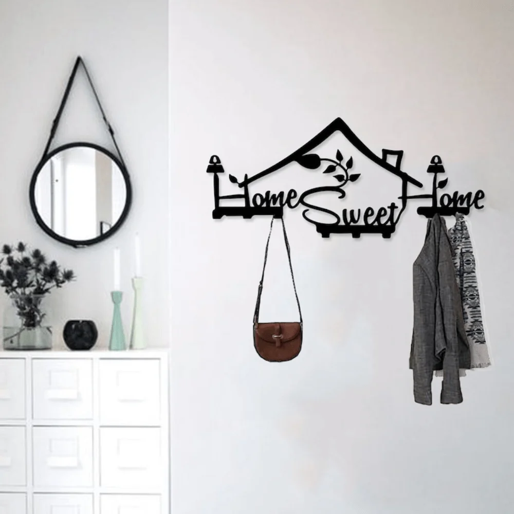 Modern Wall Mounted Coat Rack Home Sweet Home - Modern Coat Rack,Wall Hooks, Entryway Decor,Entryway Wall Hooks