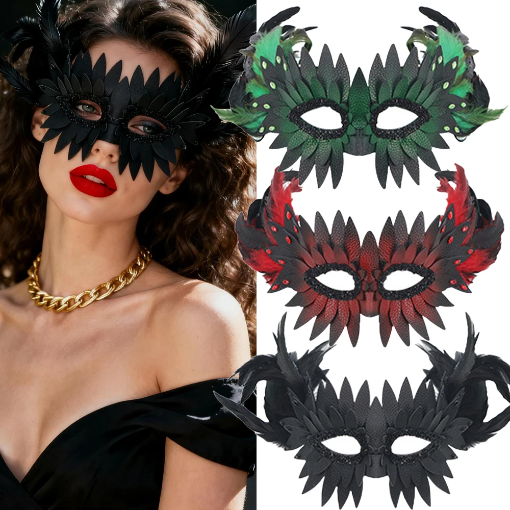 

Vintage Feather Bird Beak Eagle Half Face Mask Cosplay Animal Bird Mouth Leather Masks Halloween Carnival Party Costume Props