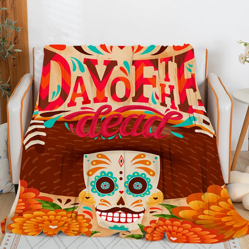 

Day of the Dead Nap Blanket Sofa King Size Warm Winter Microfiber Bedding Custom Knee Bed Fleece Camping Fluffy Soft Blankets