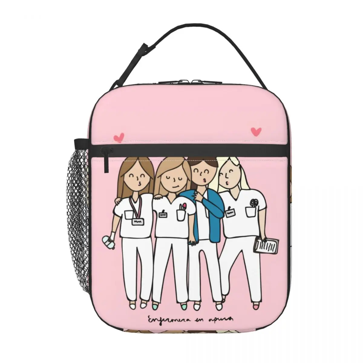 Custom Cartoon Ladies Nurse Doctor Printed Thermal Insulated Lunch Bag Reusable Lunch Tote for Kids Multifunction Food Bento Box