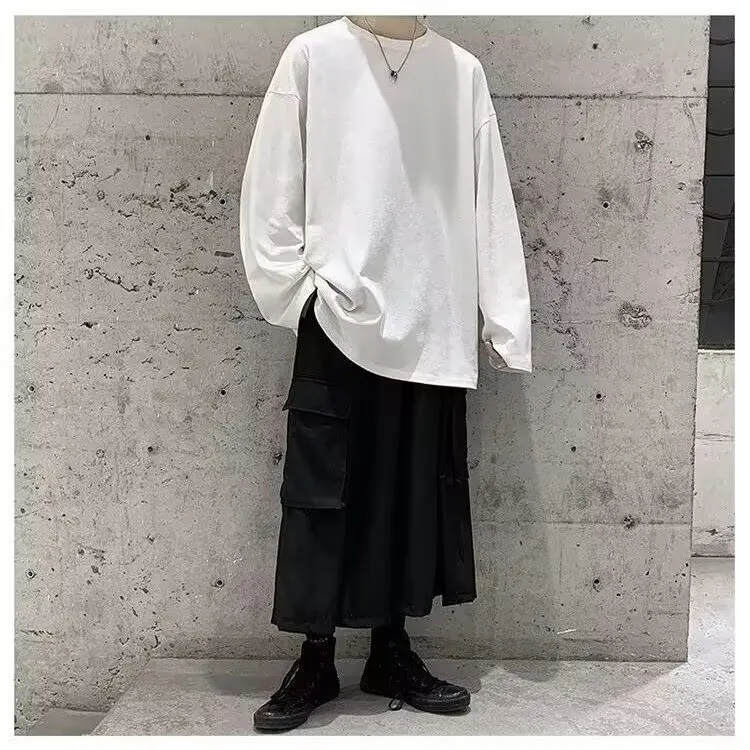 

Свободная длинная футболка Sve, мужская осенне-зимняя футболка больших размеров 250, Pou Base irt, внутренняя одежда, повседневный длинный топ, дышащий полиэстер