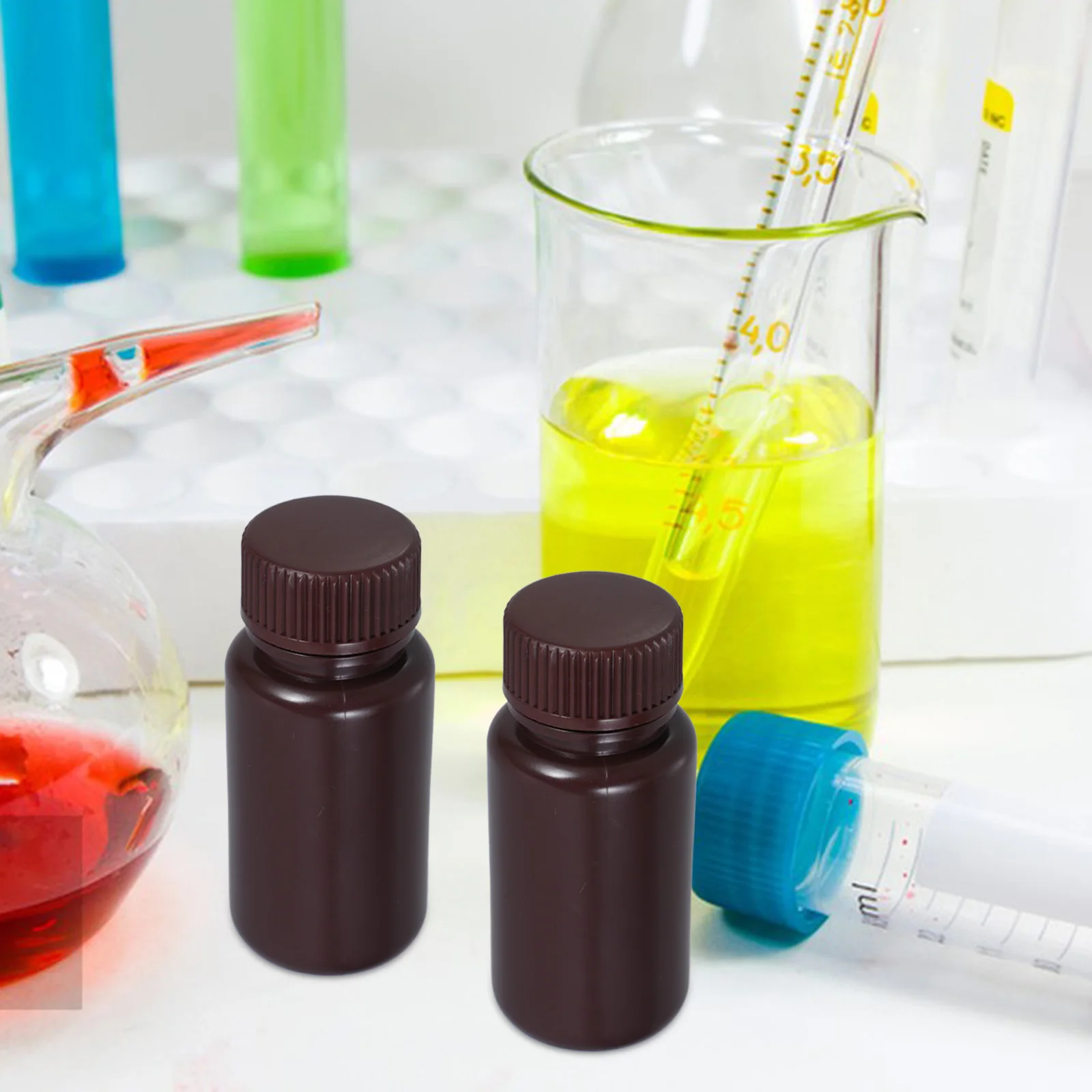 

6pcs Wide Mouth Bottles Storage Containers for Liquid Samples Reagent Lab Square Travel Lightweight Portable Sealed