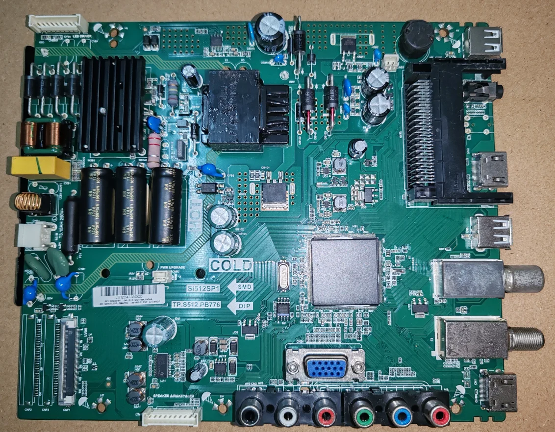 

TP.S512.PB776 SI512SP1 The three in one TV motherboard has been tested and photographed