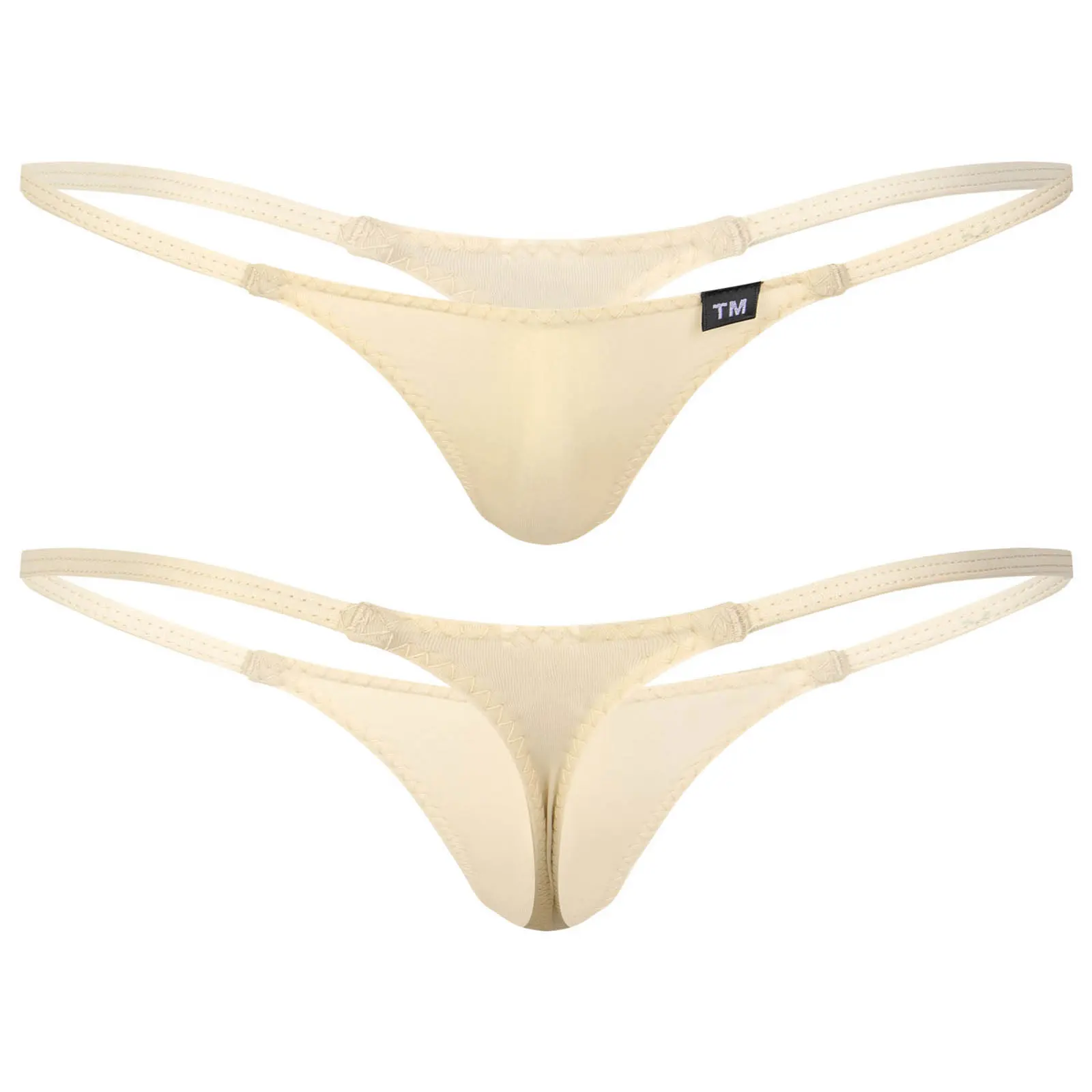 Mens Low Rise Thong Solid Color Elastic Waistband G-String Underwear