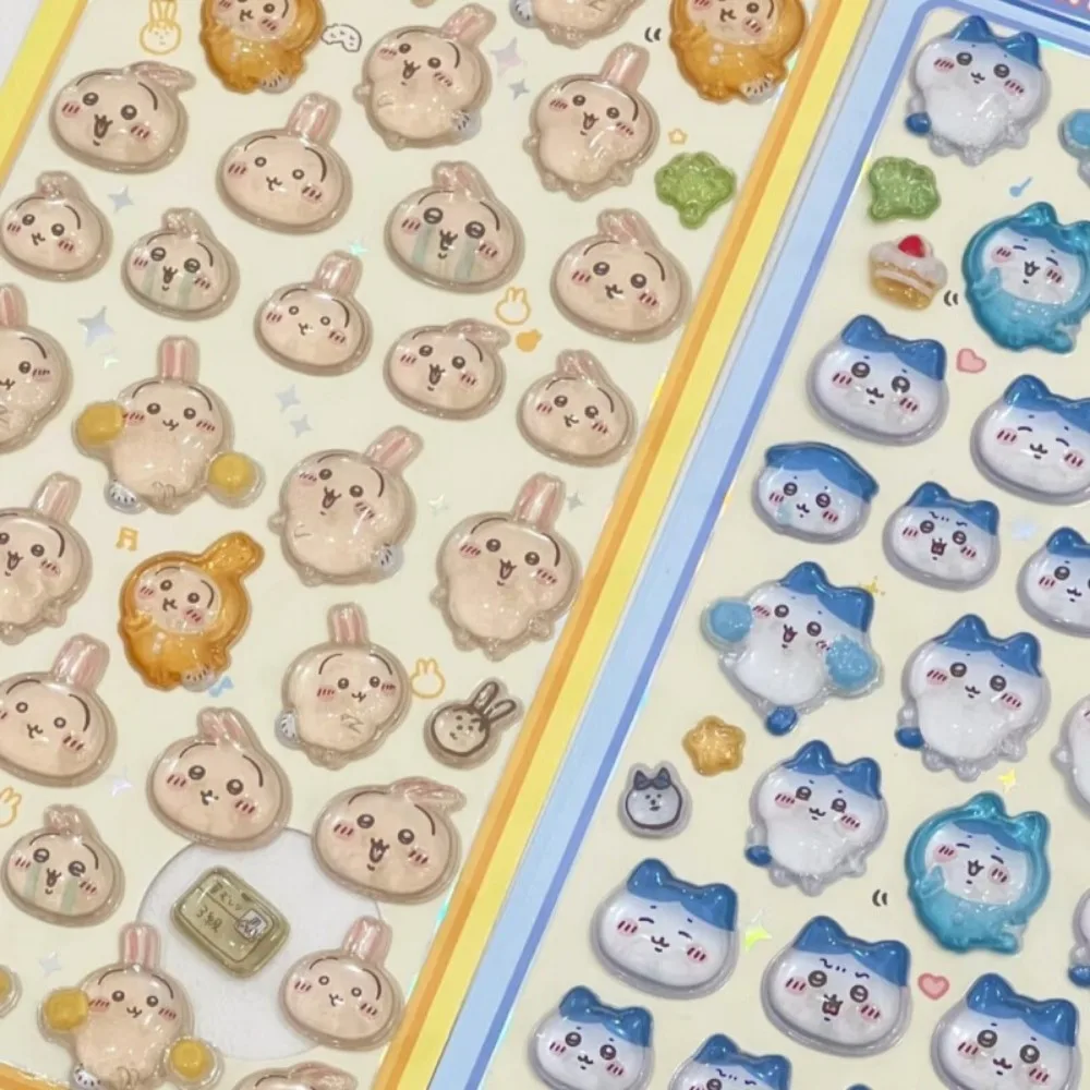 Cute Chiikawa 3D Crystal Embossed Stickers DIY Decor Decals Student Journal Scrapbook Art Craft Ornament Stationery Gift Toys view 5