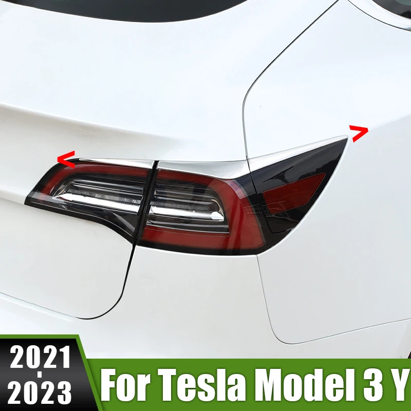 

For Tesla Model 3 Y 2021 2022 2023 Stainless Car Rear Tail Light Taillight Eyebrow Trim Cover Sticker Decoration Accessories