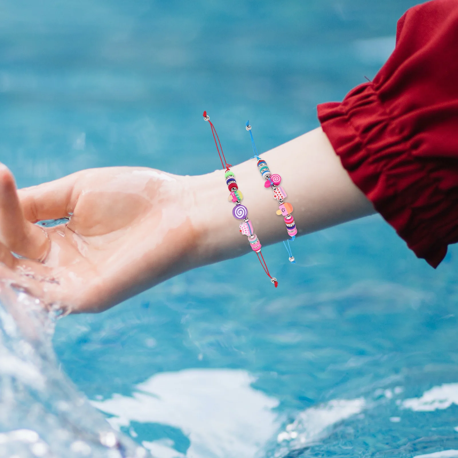 

12 pcs Fruit Polymer Clay Bracelet Colorful Beaded Woven Bracelets For Women Girls Lightweight Holiday Party Beach Decorative